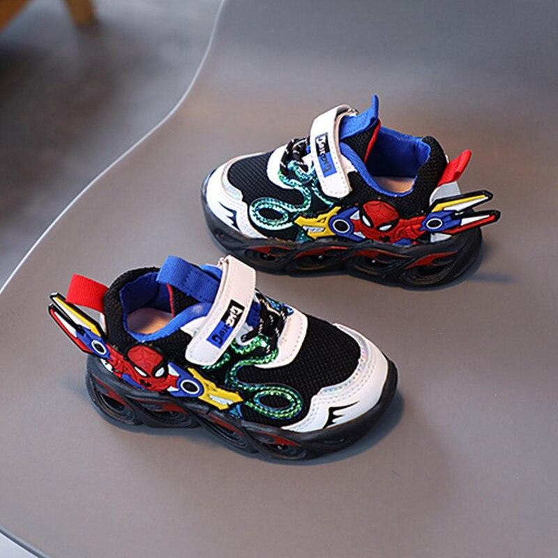 Chaussures Enfant Spiderman LED Lumineuses - Tailles 21-30