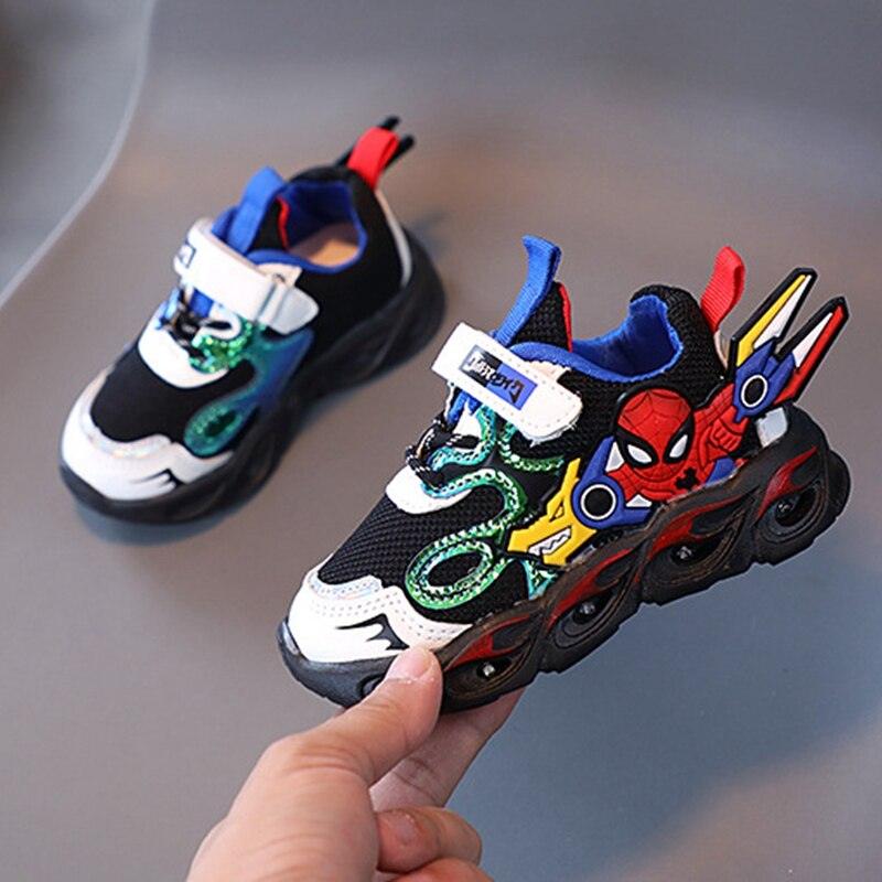 Chaussures Enfant Spiderman LED Lumineuses - Tailles 21-30