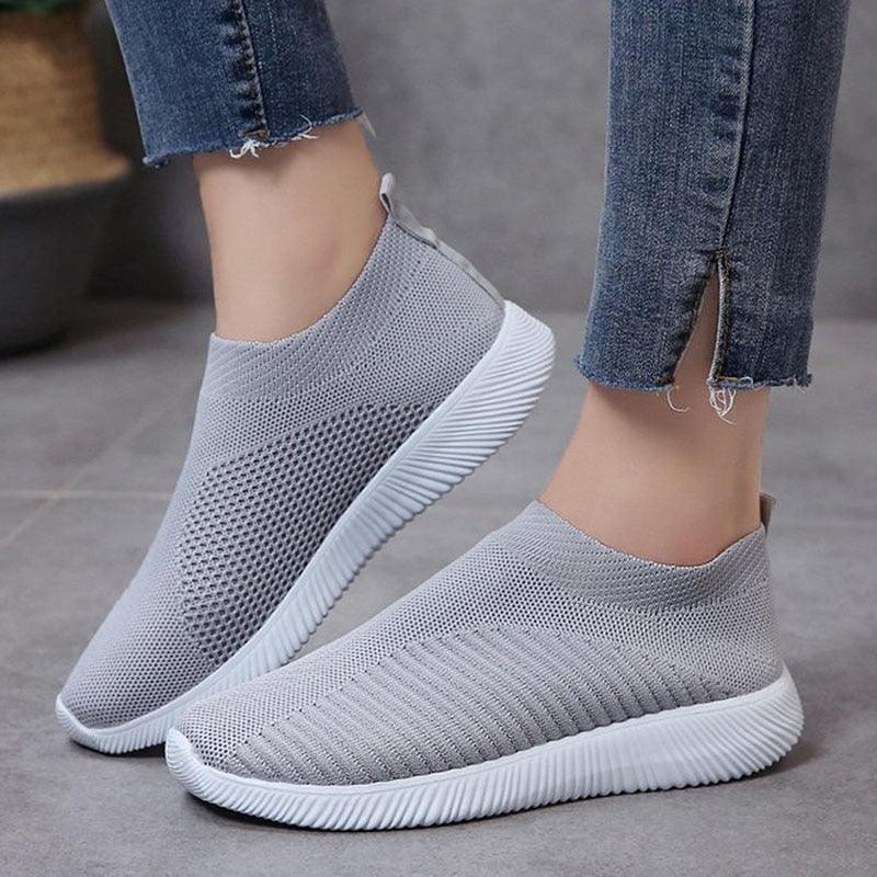 Chaussures Femme Sneakers Vulcanisées Casual Slip-On Blanc Mesh