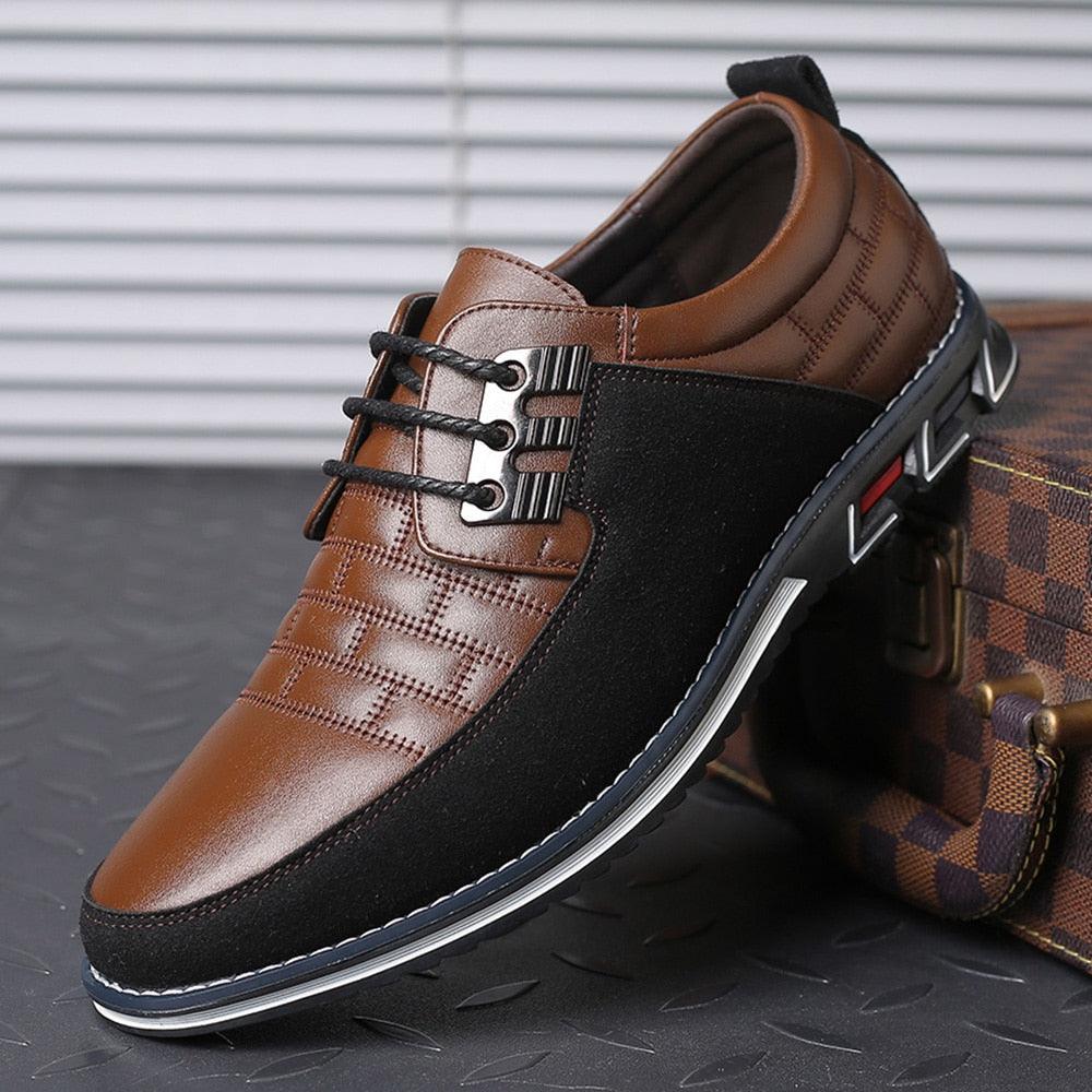 Chaussures Homme Grande Taille en Cuir Noir - Chaussures Habillées et Décontractées Brown