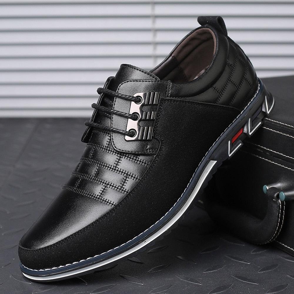 Chaussures Homme Grande Taille en Cuir Noir - Chaussures Habillées et Décontractées Black