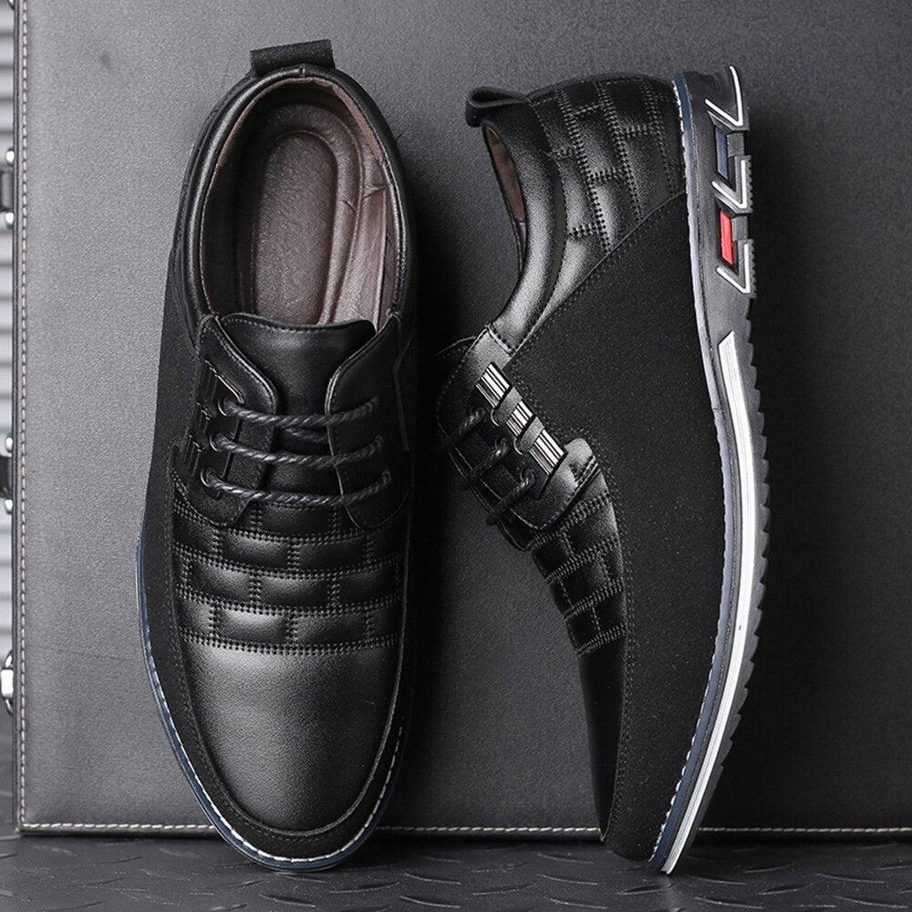 Chaussures Homme Grande Taille en Cuir Noir - Chaussures Habillées et Décontractées