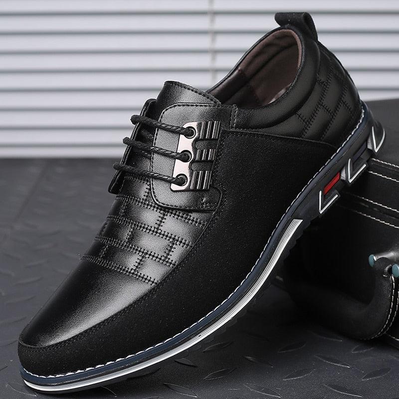 Chaussures Homme Grande Taille en Cuir Noir - Chaussures Habillées et Décontractées