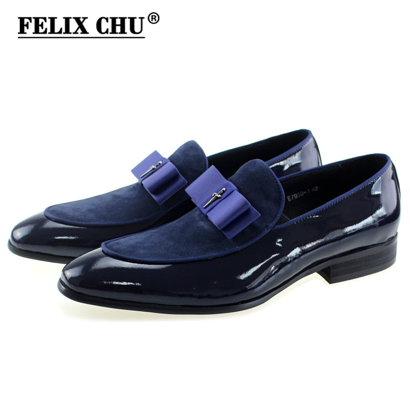 Chaussures Homme à Pompons en Cuir Verni et Daim Faites à la Main pour Mariage et Soirée