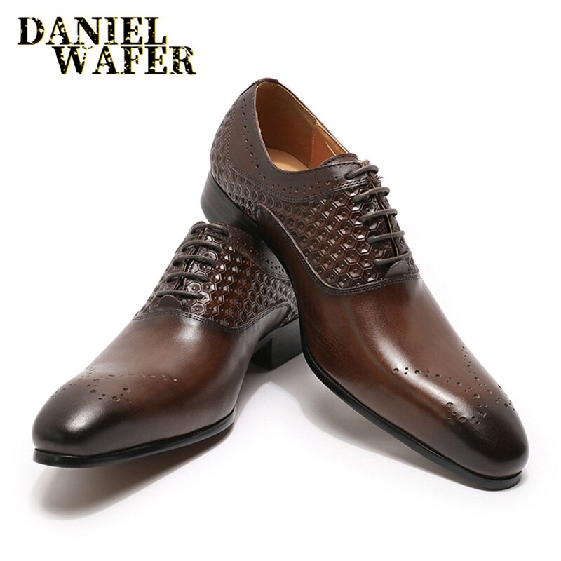 Chaussures Oxford pour homme en cuir véritable - Mariage, bureau et mode