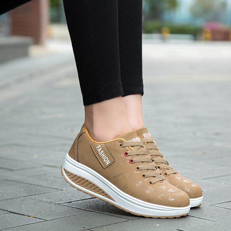 Chaussures à plateforme pour femmes Khaki