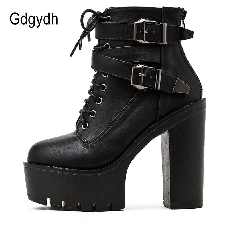 Chaussures à talon haut gothiques avec boucle métallique pour femme - AOMshop