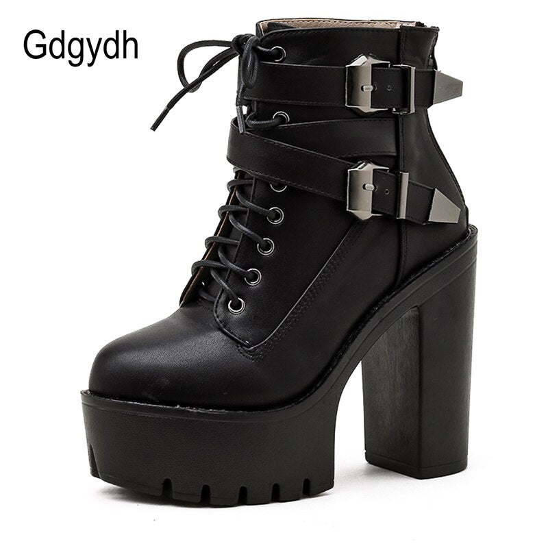 Chaussures à talon haut gothiques avec boucle métallique pour femme - AOMshop