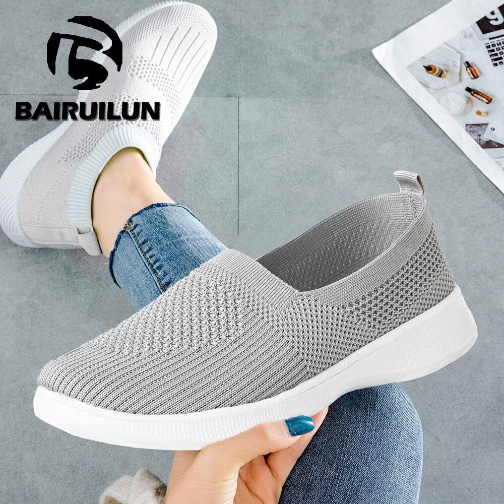 Chaussures d'été pour femmes : baskets en tricot, légères, à enfiler, grande taille