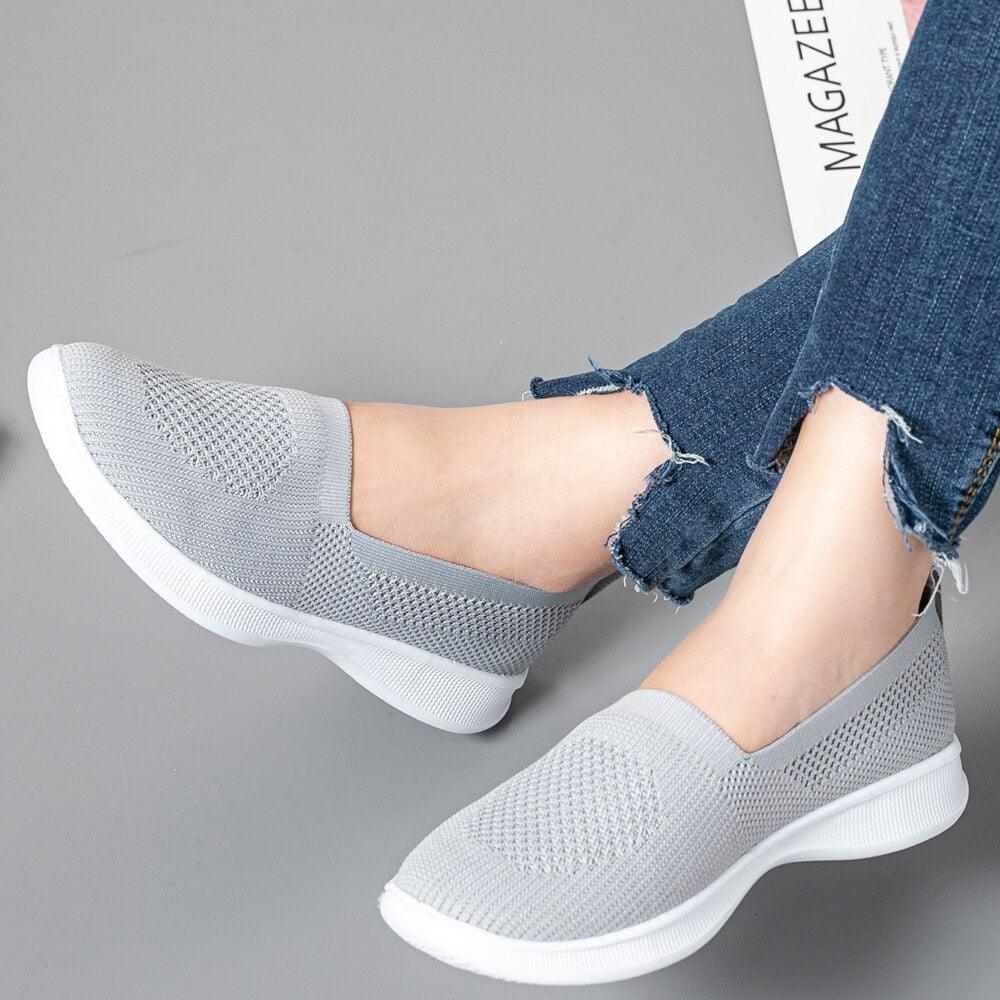Chaussures d'été pour femmes : baskets en tricot, légères, à enfiler, grande taille