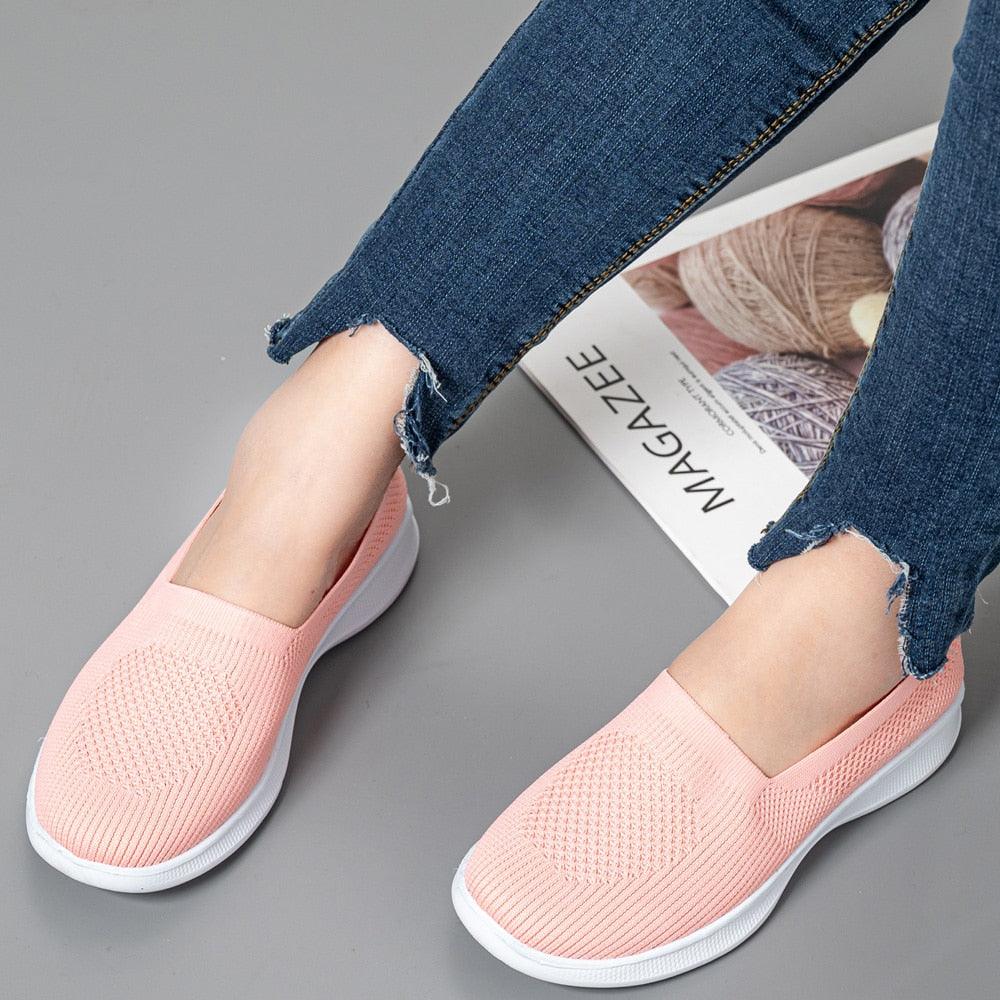 Chaussures d'été pour femmes : baskets en tricot, légères, à enfiler, grande taille