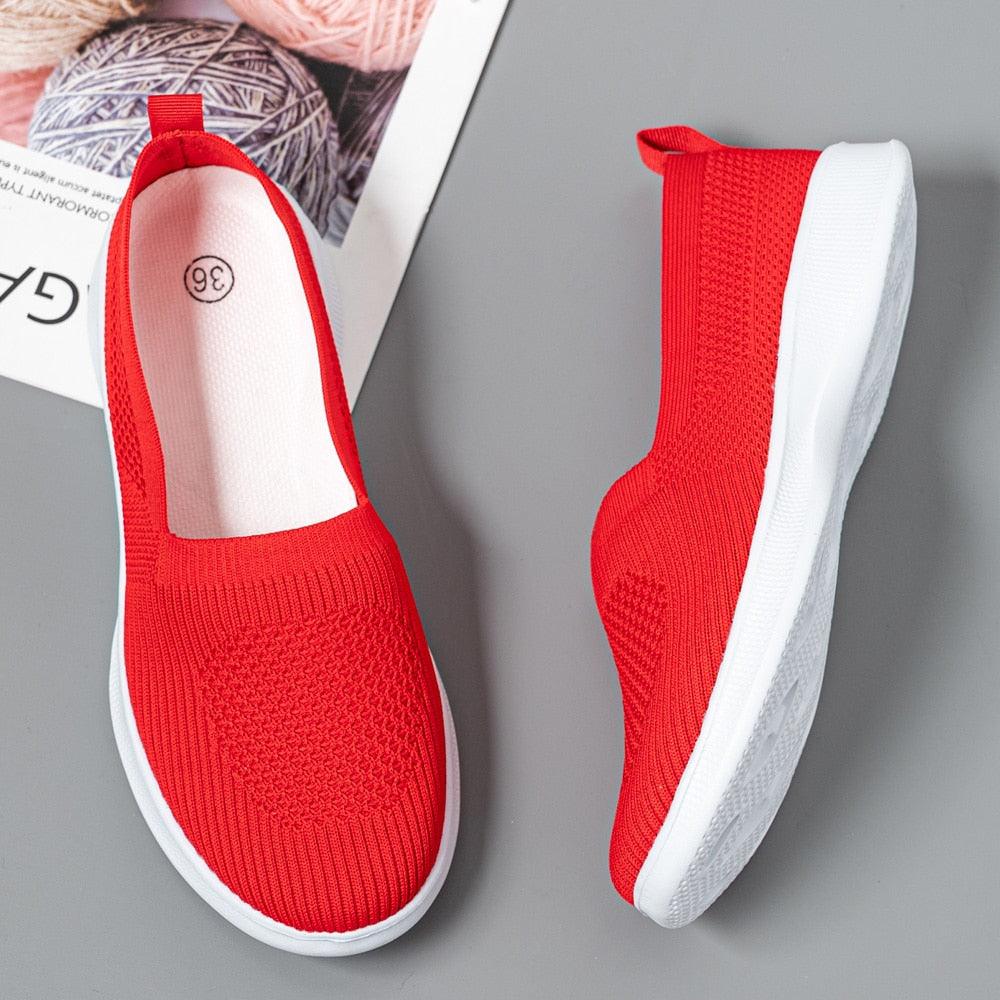 Chaussures d'été pour femmes : baskets en tricot, légères, à enfiler, grande taille