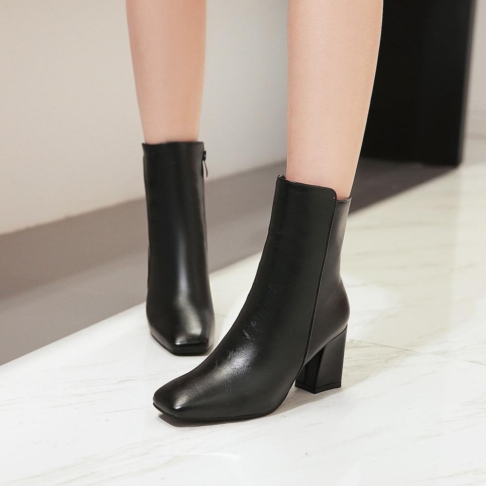 "Chaussures d'hiver pour femmes - AOMshop - Bottines à talon moyen confortables à fermeture éclair latérale"