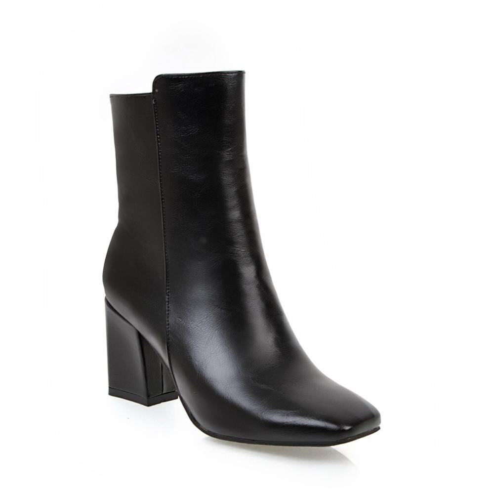 "Chaussures d'hiver pour femmes - AOMshop - Bottines à talon moyen confortables à fermeture éclair latérale"