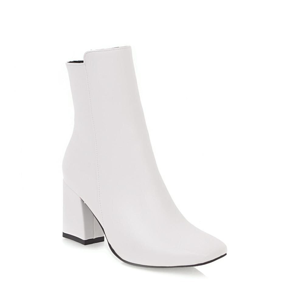 "Chaussures d'hiver pour femmes - AOMshop - Bottines à talon moyen confortables à fermeture éclair latérale"