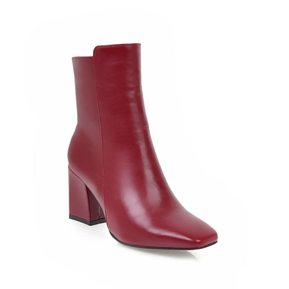 "Chaussures d'hiver pour femmes - AOMshop - Bottines à talon moyen confortables à fermeture éclair latérale"