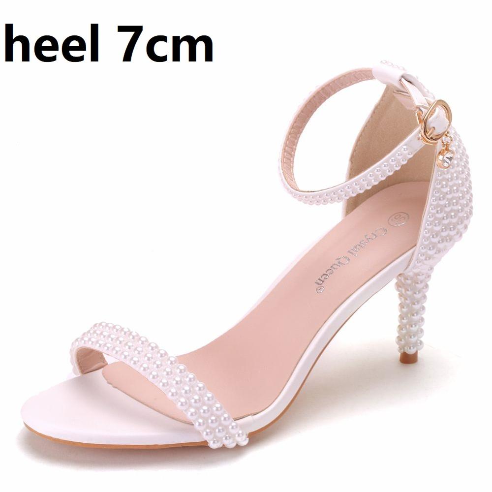 "Chaussures de mariée blanches à talons hauts - AOMshop" heel 7cm