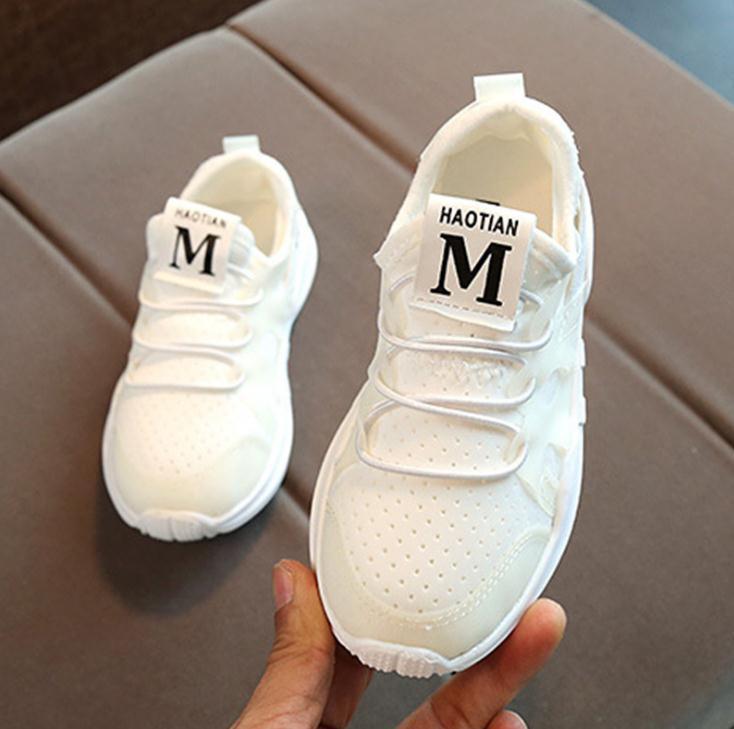 Chaussures de sport pour enfants - Baskets légères et respirantes M White