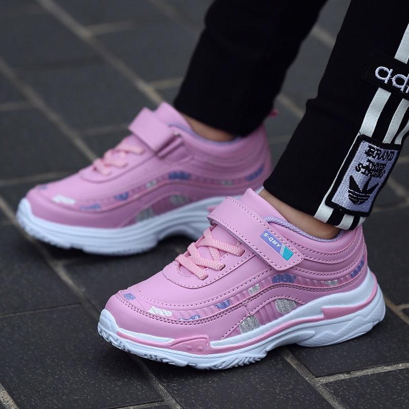 "Chaussures de sport pour filles : baskets enfant rose, antidérapantes et imperméables"