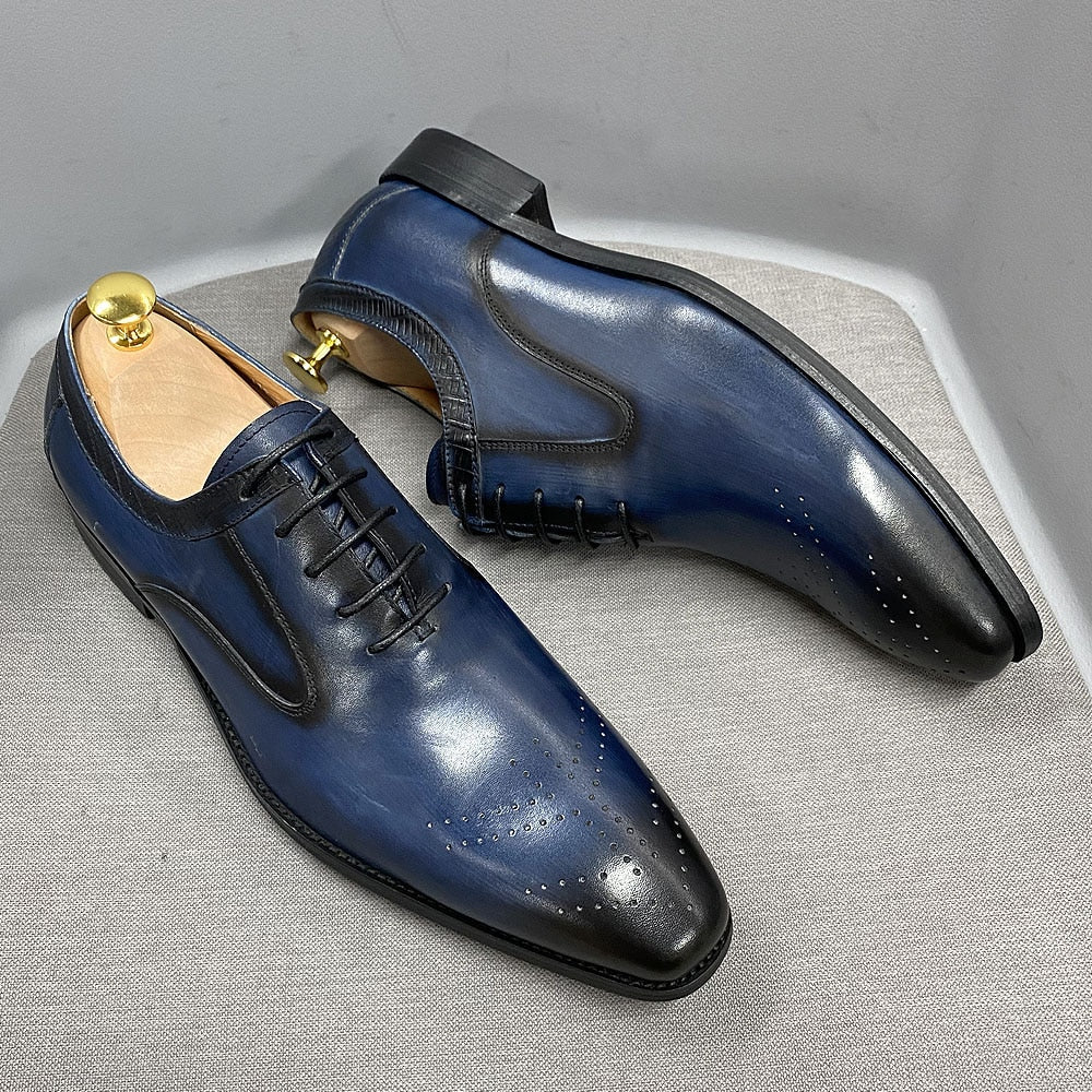 Chaussures en cuir véritable pour homme 2022 - Mariage, bureau, affaires Blue