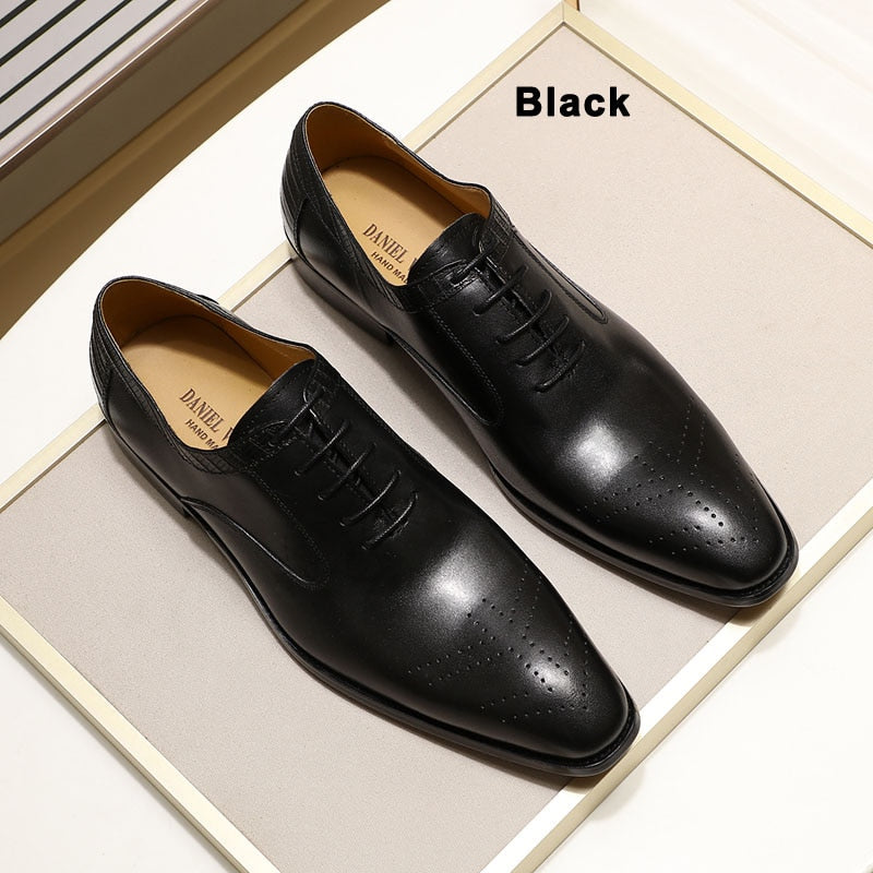 Chaussures en cuir véritable pour homme 2022 - Mariage, bureau, affaires Black