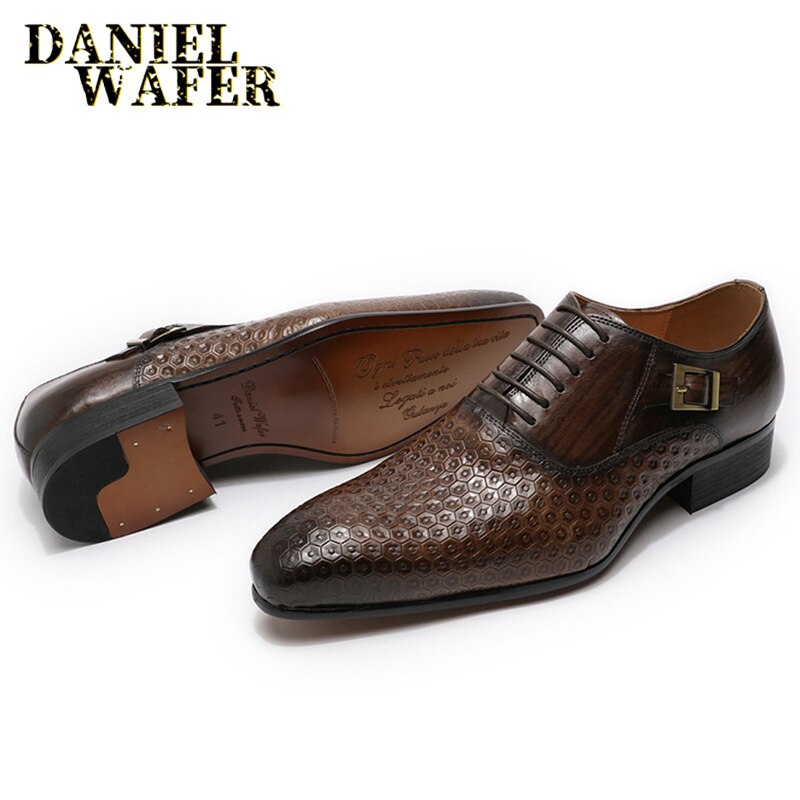 Chaussures habillées pour homme en cuir véritable - Imprimés géométriques - Daniel Wafer