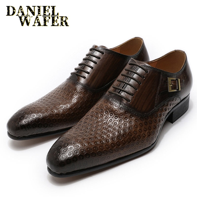 Chaussures habillées pour homme en cuir véritable - Imprimés géométriques - Daniel Wafer