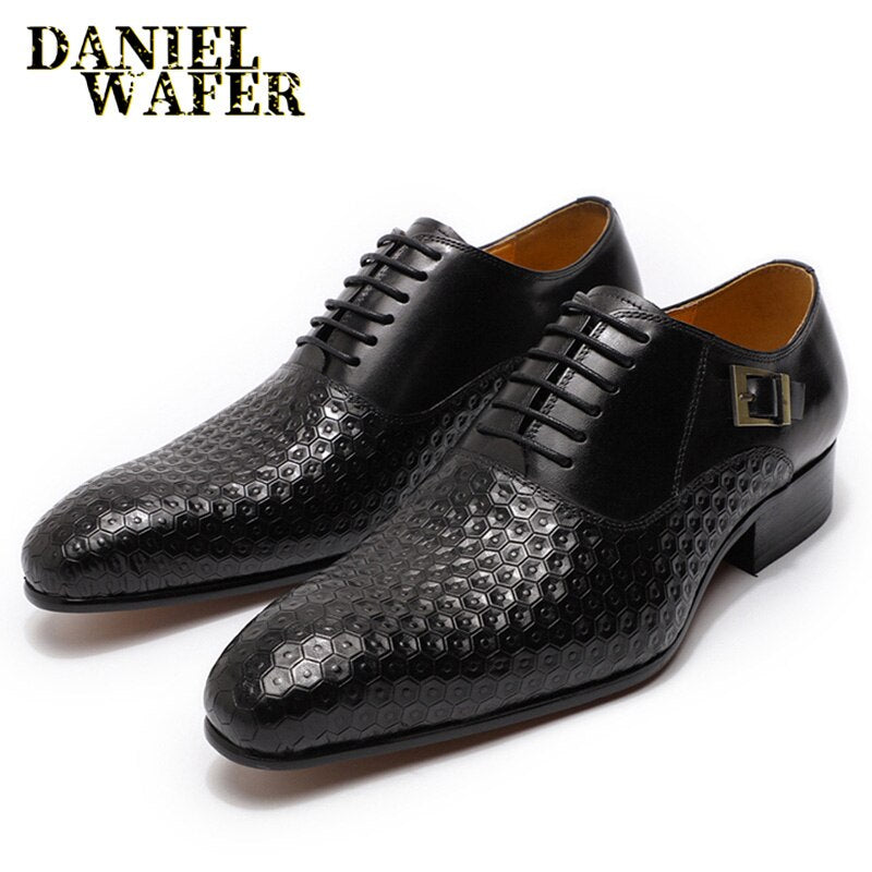 Chaussures habillées pour homme en cuir véritable - Imprimés géométriques - Daniel Wafer
