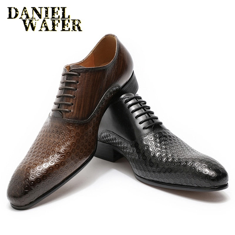Chaussures habillées pour homme en cuir véritable - Imprimés géométriques - Daniel Wafer