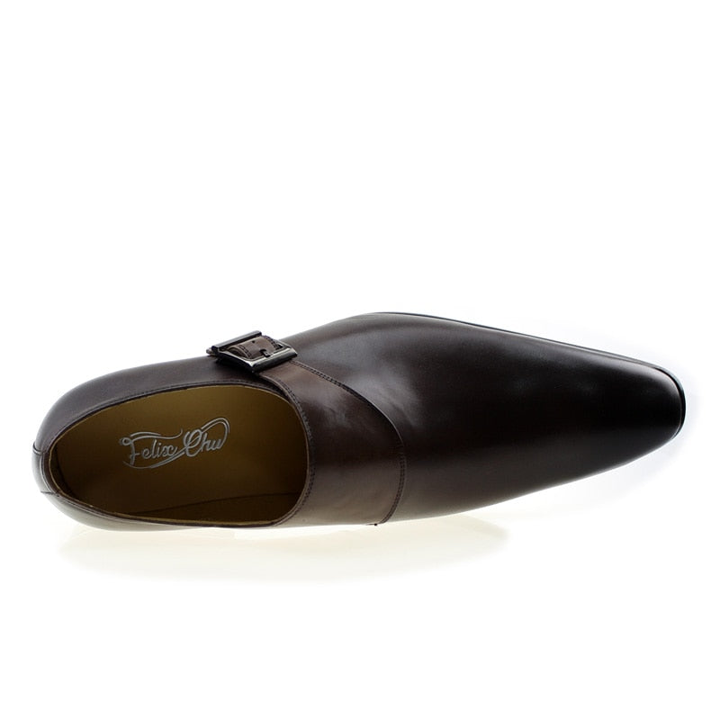 Chaussures habillées pour hommes en cuir véritable avec boucle monk strap