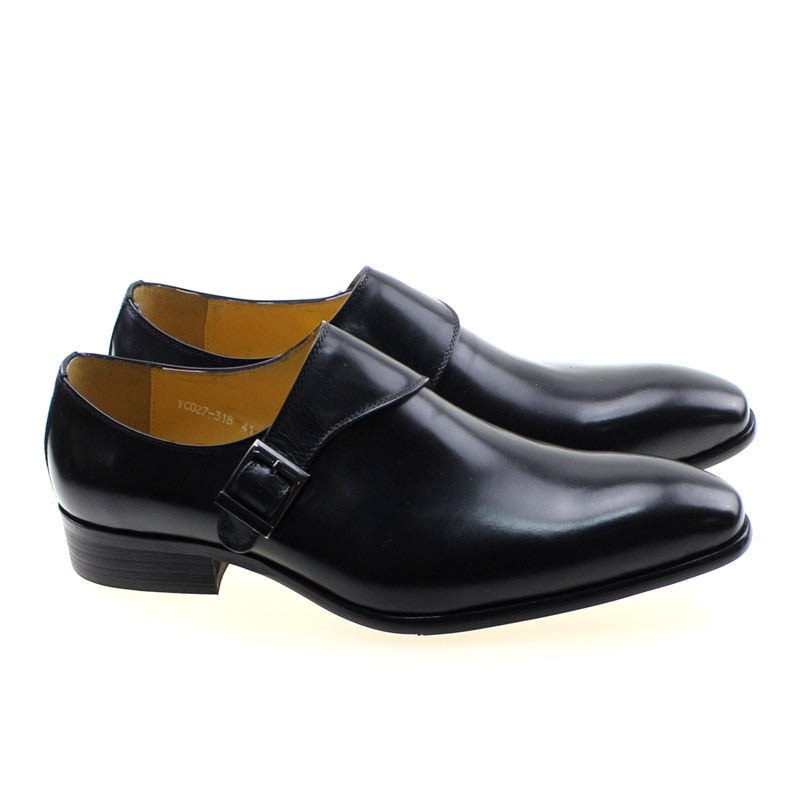 Chaussures habillées pour hommes en cuir véritable avec boucle monk strap
