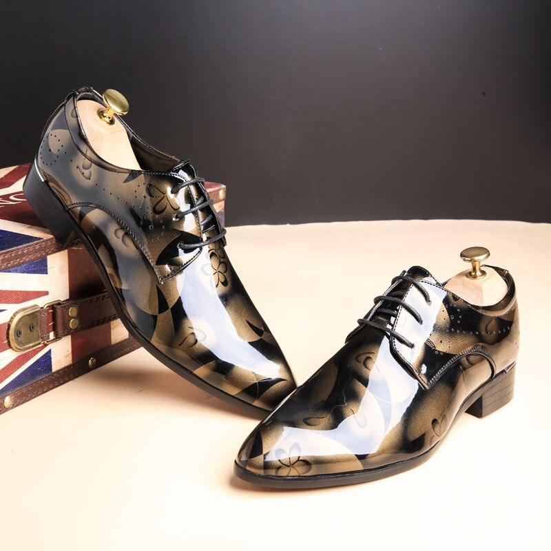 Chaussures habillées pour hommes en cuir verni de marque de luxe