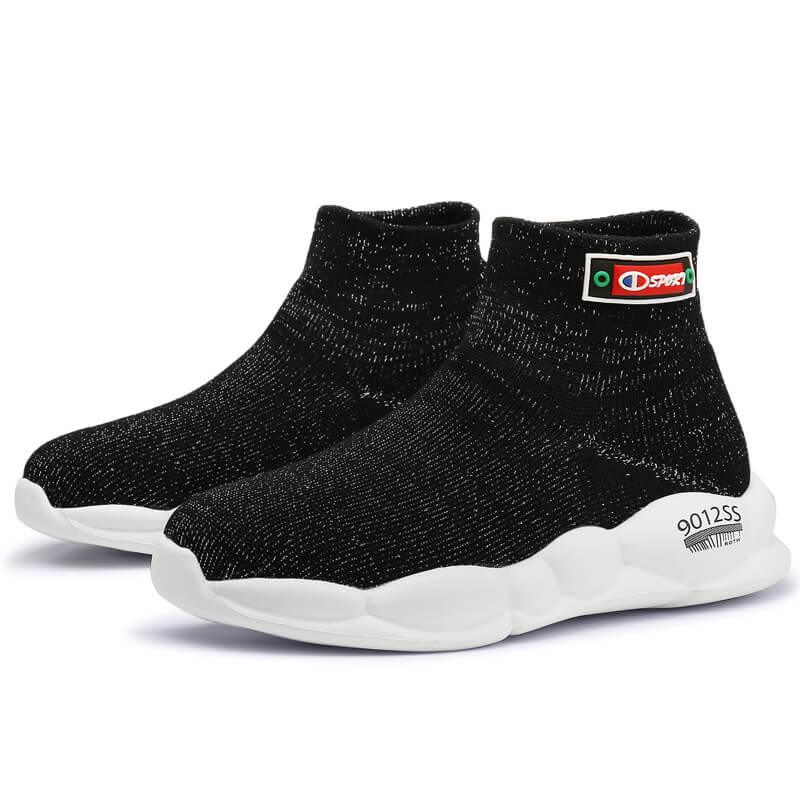 "Chaussures pour enfants tendance et décontractées, baskets respirantes Black Silver