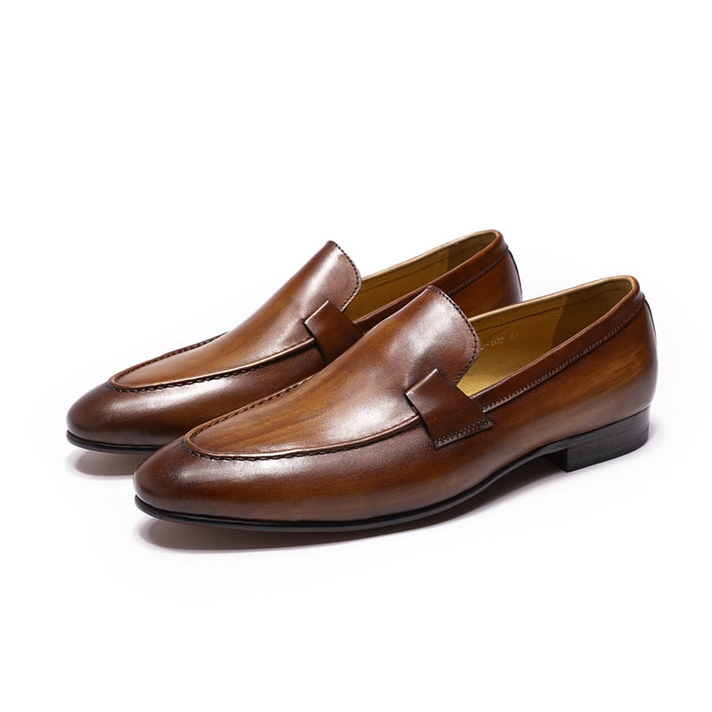 Chaussures pour homme en cuir véritable - Style automne/été 2022 Brown