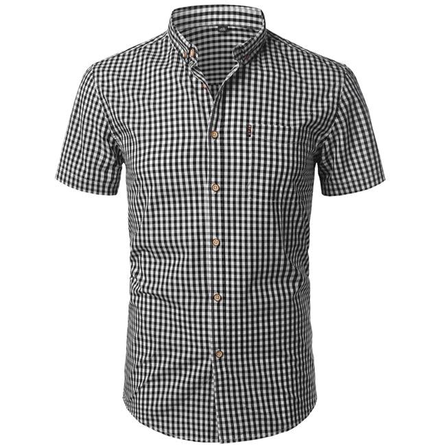 Chemise Homme Plaid en Coton pour le Travail et les Affaires | Slim Fit 2022 Black 1