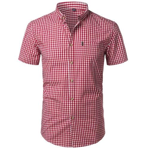 Chemise Homme Plaid en Coton pour le Travail et les Affaires | Slim Fit 2022 Red 1