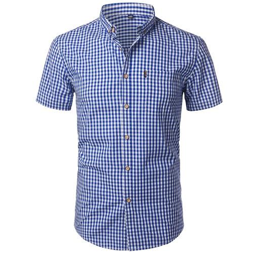Chemise Homme Plaid en Coton pour le Travail et les Affaires | Slim Fit 2022 Dark Blue 1
