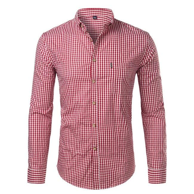 Chemise Homme Plaid en Coton pour le Travail et les Affaires | Slim Fit 2022 Red