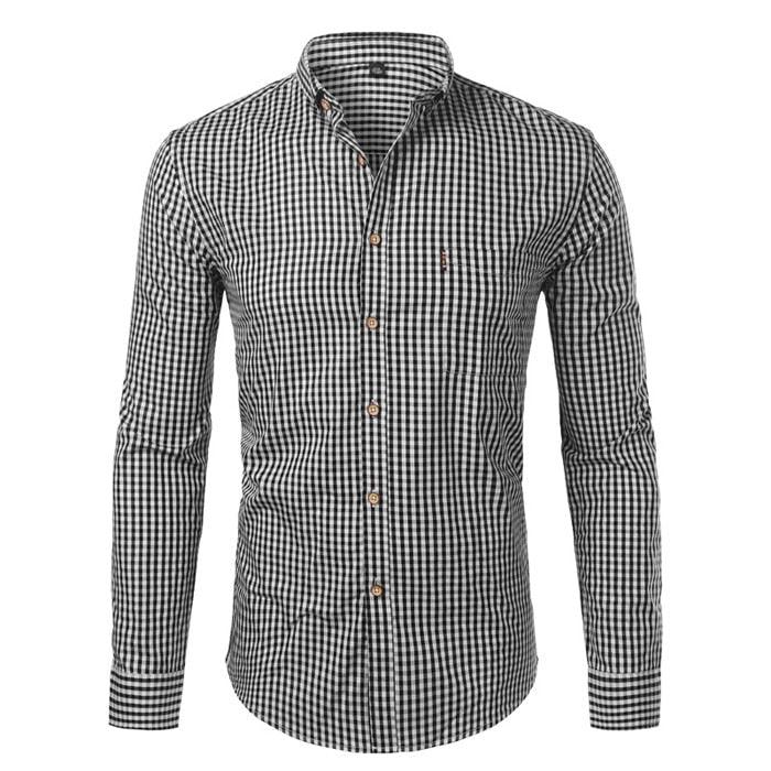 Chemise Homme Plaid en Coton pour le Travail et les Affaires | Slim Fit 2022 Black