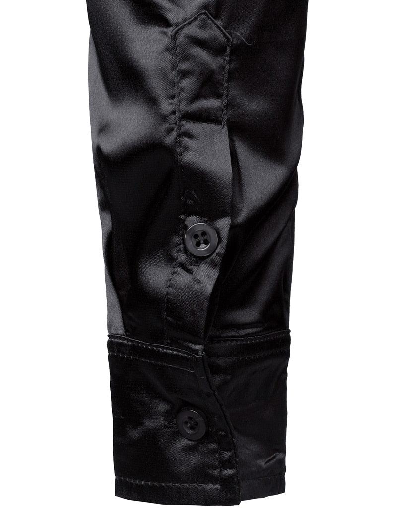 "Chemise de soirée de luxe pour homme en satin noir 2023"