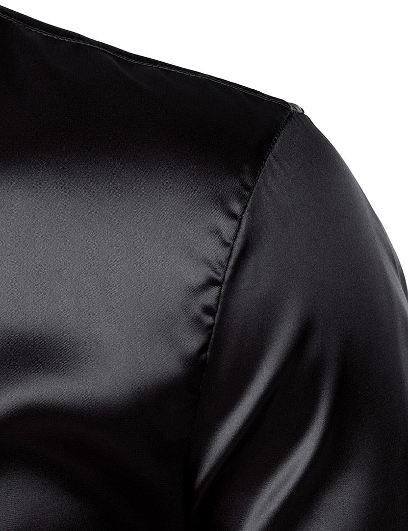 "Chemise de soirée de luxe pour homme en satin noir 2023"