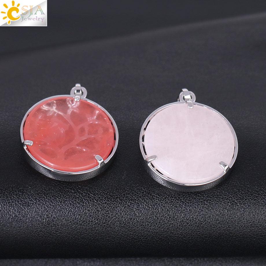"Collier Pendentif Arbre de Vie CSJA avec Cristaux et Hibou"