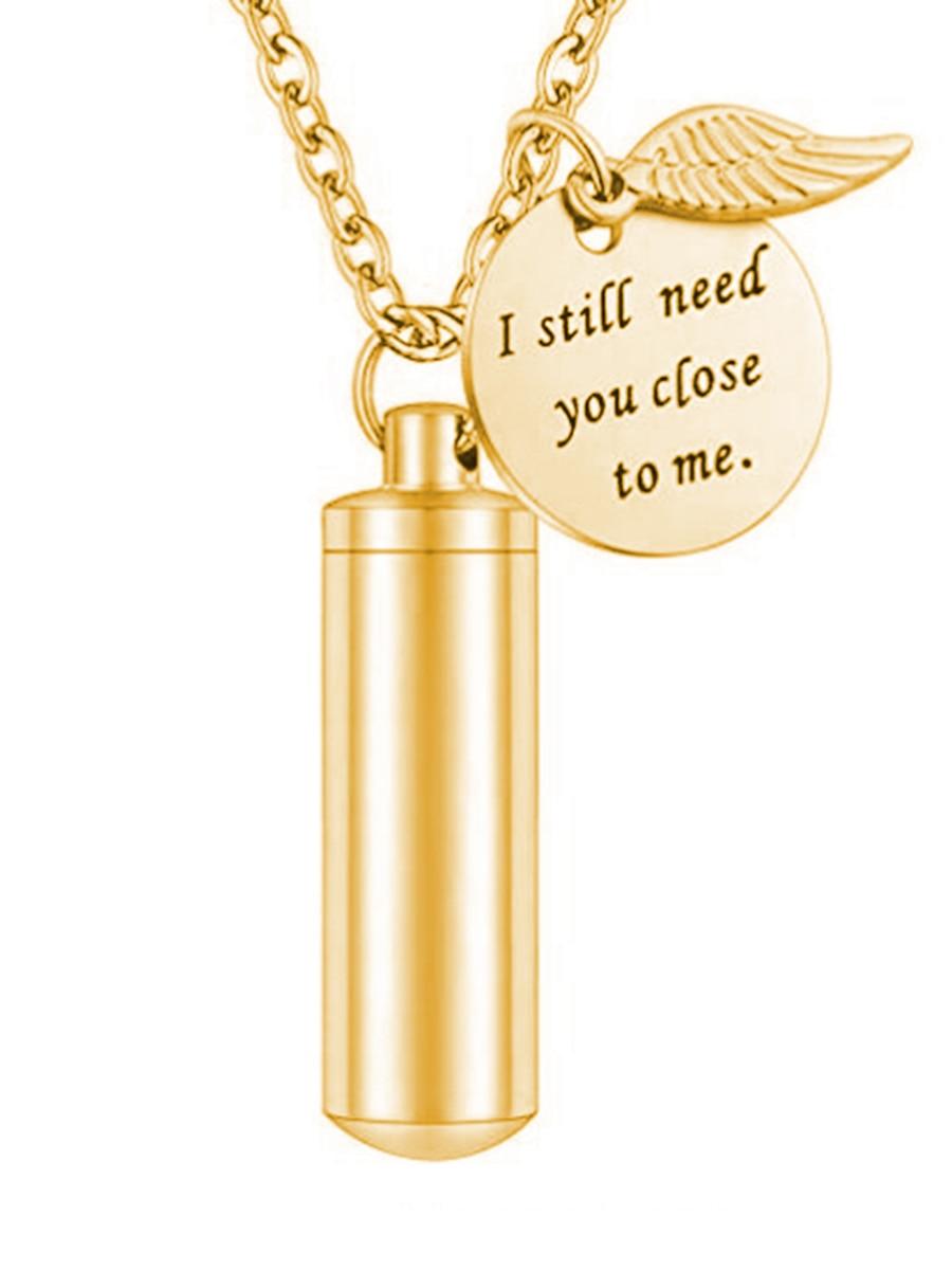 Collier Urne I Still Need You Close to Me en Acier Inoxydable pour Cendres Gold