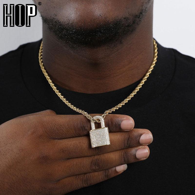 Collier et pendentif Hip Hop Bling Lock Iced