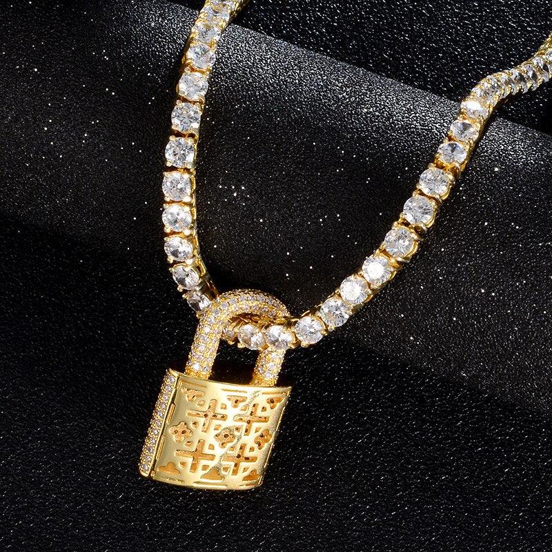 Collier et pendentif Hip Hop Bling Lock Iced