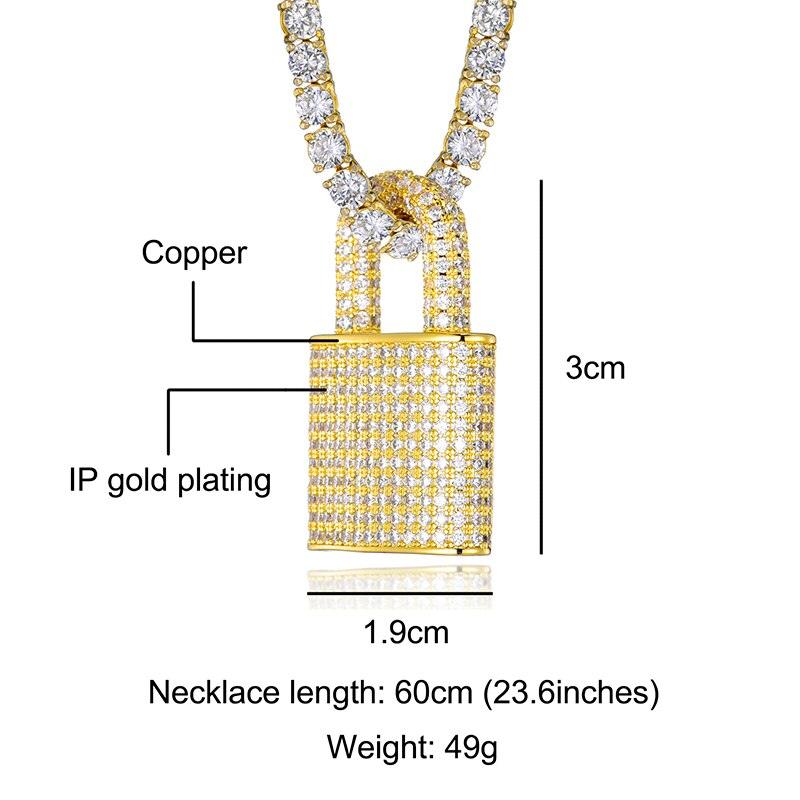 Collier et pendentif Hip Hop Bling Lock Iced