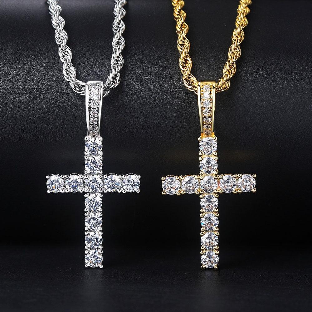 Collier pendentif croix hiphop pour femmes et hommes