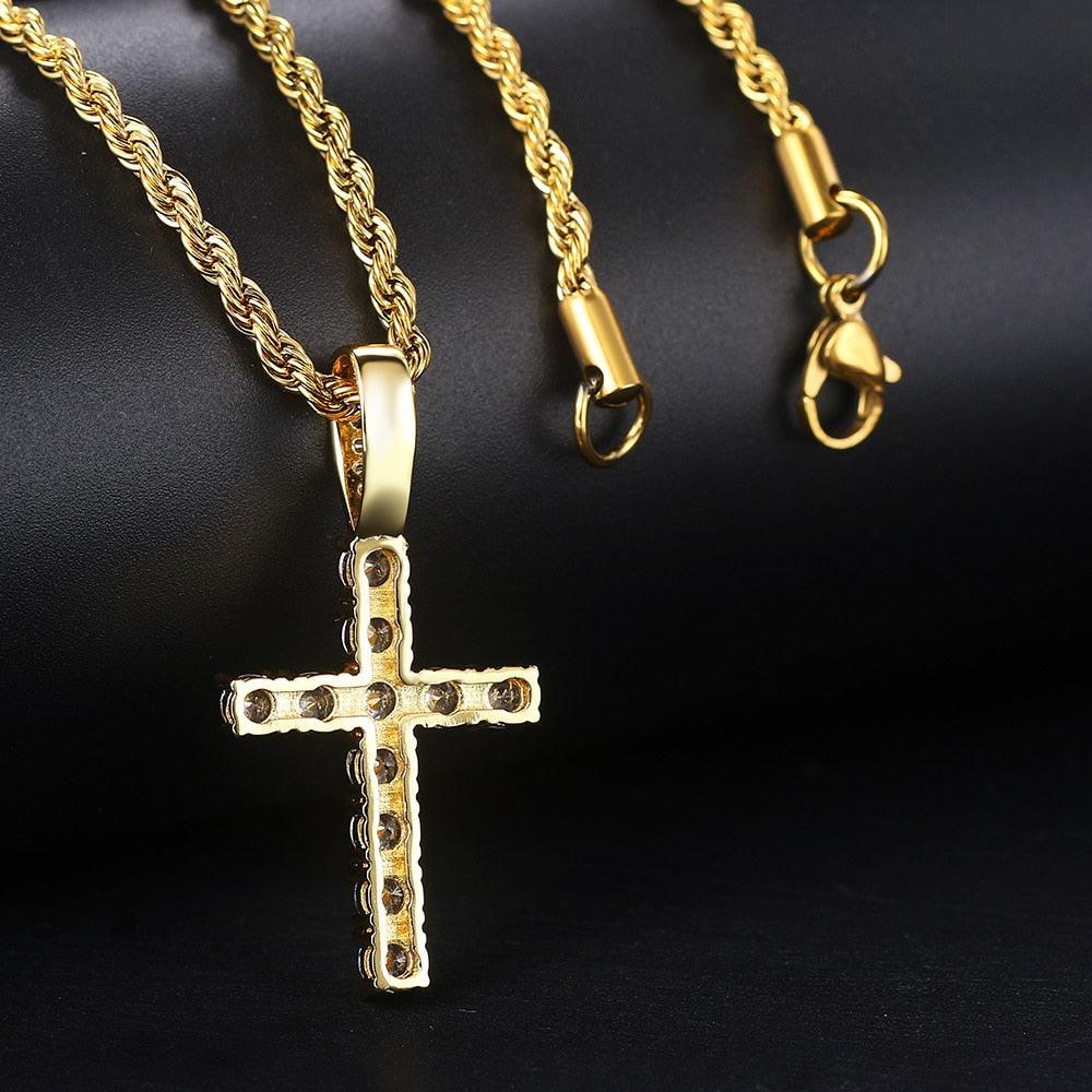 Collier pendentif croix hiphop pour femmes et hommes