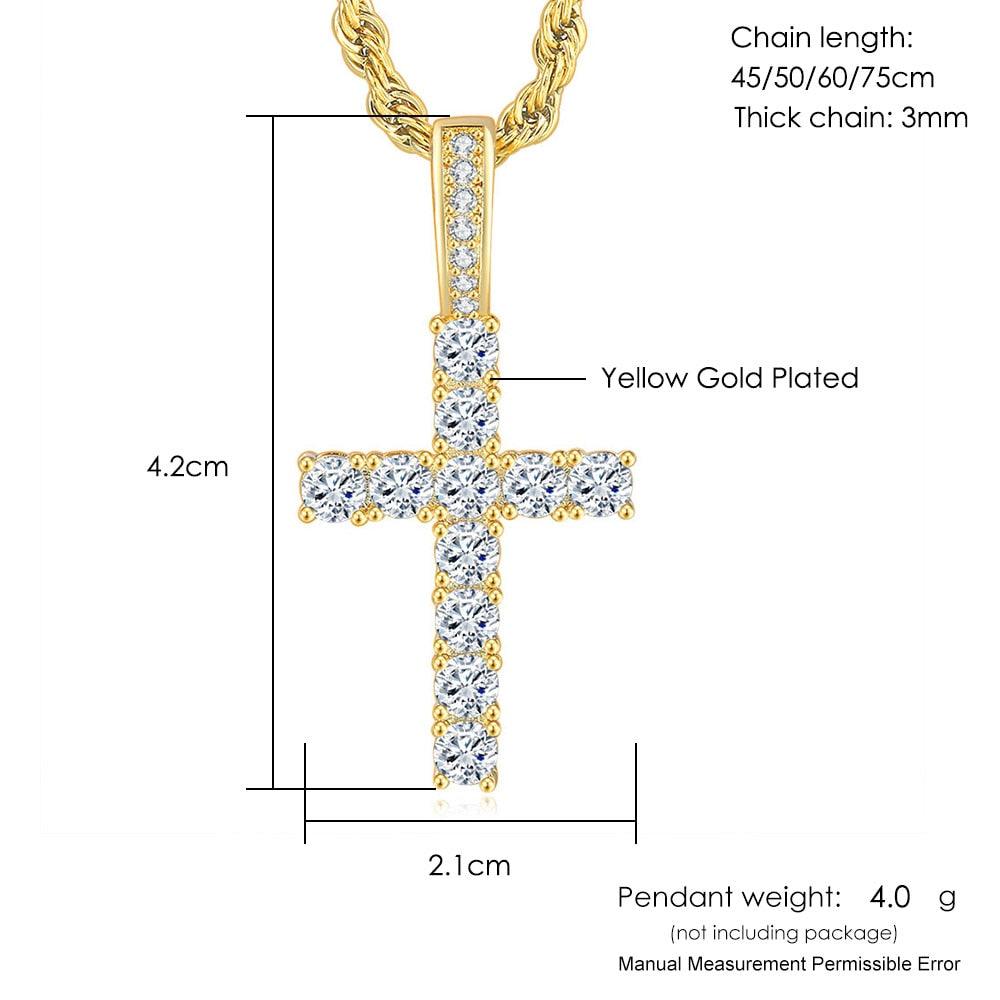 Collier pendentif croix hiphop pour femmes et hommes