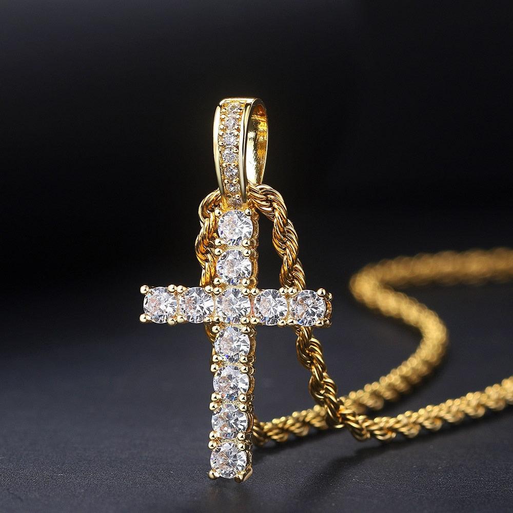 Collier pendentif croix hiphop pour femmes et hommes